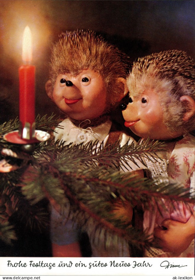 Ansichtskarte  Mecki (Diehl-Film): Weihnachtsbaum Kerze Bestaunen 1975 - Mecki