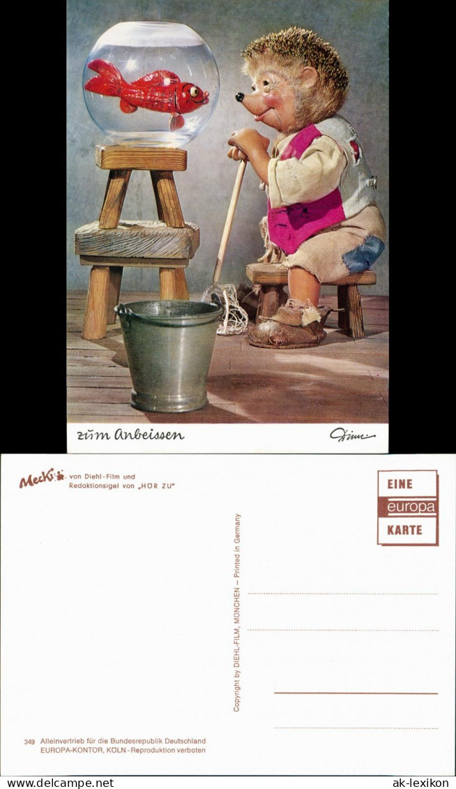 Ansichtskarte  Mecki (Diehl-Film): Zum Anbeißen Goldfisch 1970 - Mecki