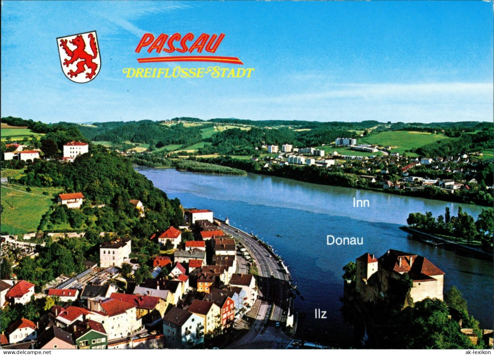 Passau Panorama-Ansicht Der 3-Flüsse-Stadt (Inn, Donau, Ilz) 1993 - Passau