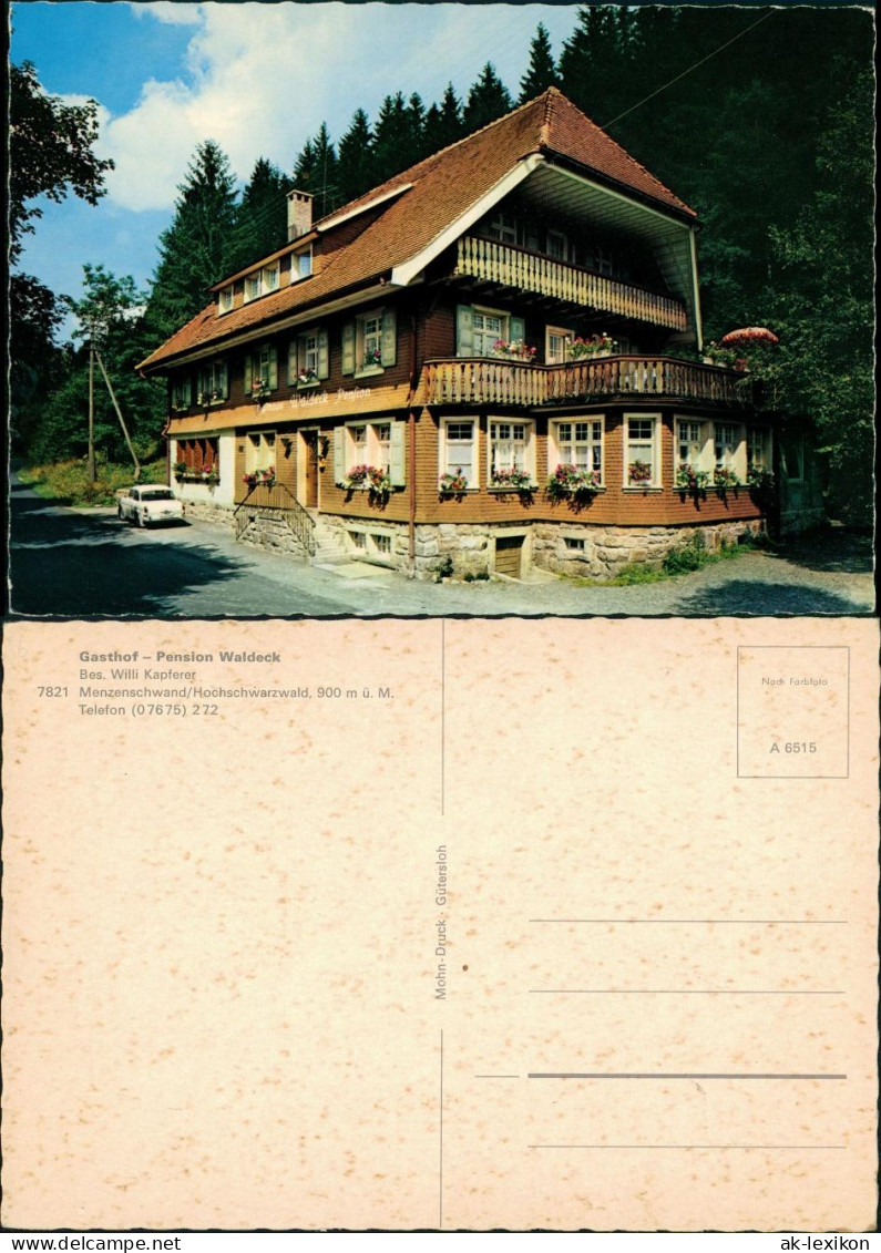 Menzenschwand-St. Blasien Gasthof Pension Waldeck Bes. W. Kapferer 1965 - St. Blasien