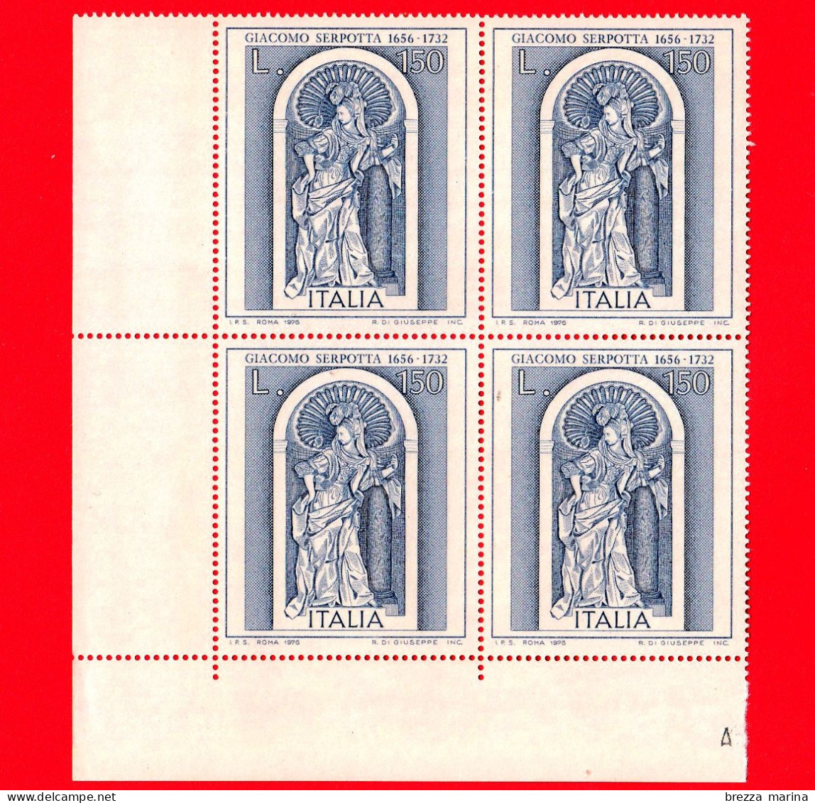 Nuovo - MNH - ITALIA - 1976 - Arte - Quartina - Fortezza, Opera Di Giacomo Serpotta - 150 L. - 1971-80:  Nuovi