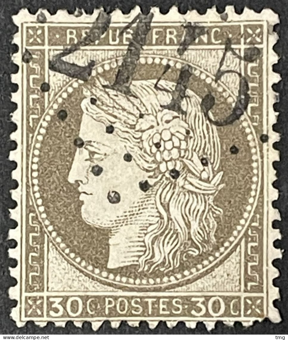 YT 56 LGC 2145 Lyon Rhone (68) Indice 1 1871-75 30c Brun Cérès Grands Chiffres France – 6ciel - 1871-1875 Ceres