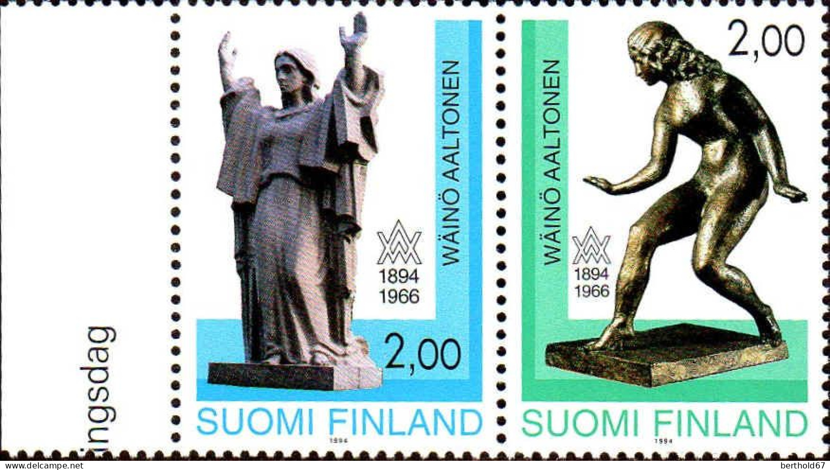 Finlande Poste N** Yv:1209A Mi:1242-43 Wäinö Aaltonen Sculptures Bord De Feuille - Nuovi