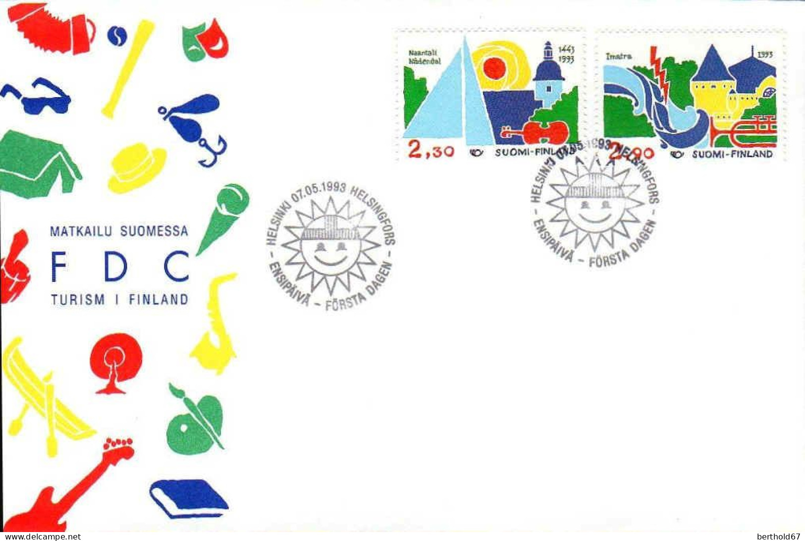 Finlande Poste Obl Yv:1176/1177 Norden'93 (TB Cachet à Date) Fdc Heksinki 07-05-1993 - Used Stamps