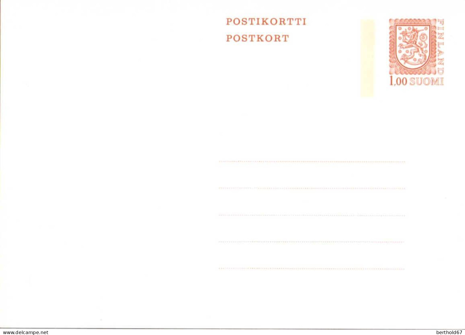 Finlande Entier-P N** Yv:   2 Mi: Postikortti Postkort Armoiries 1,00 - Enteros Postales