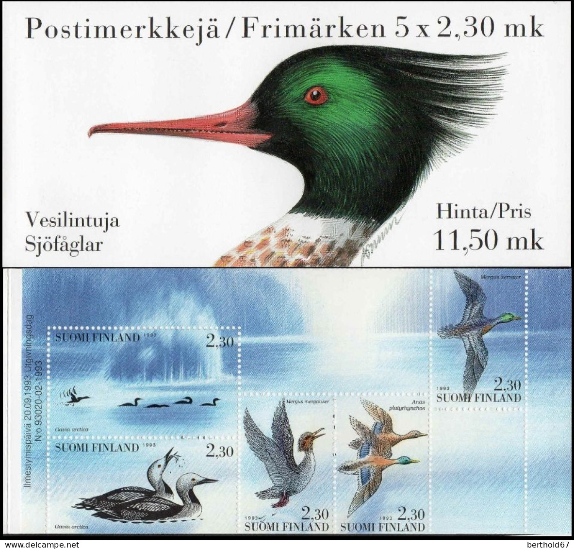 Finlande Carnet N** Yv:C1189 Mi:MH35 Vesilintuja Sjöfaglar - Booklets