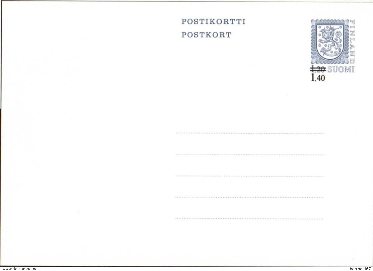 Finlande Entier-P N** (   3-2) Postikortti Postkort Armoiries 1,40=1,20 - Postwaardestukken