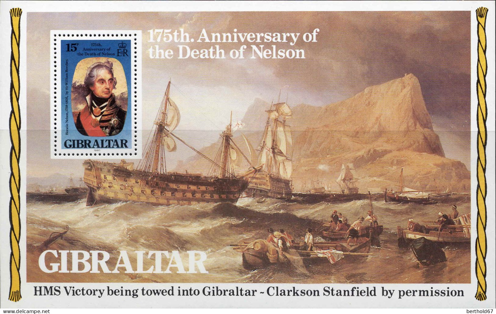 Gibraltar Bloc N** Yv: 6 Mi:7 175th. Anniversary Of The Dead Of Nelson - Gibilterra