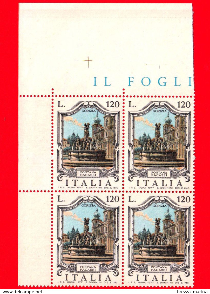 Nuovo - MNH - ITALIA - 1977 - Fontane - 5ª Emissione - Quartina - Fontana Pacassi, A Gorizia - 120 L. - 1971-80: Nieuw/plakker