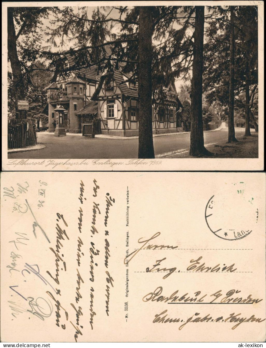 Ansichtskarte Esslingen Straßenpartie Am Jägerhaus 1936 - Esslingen