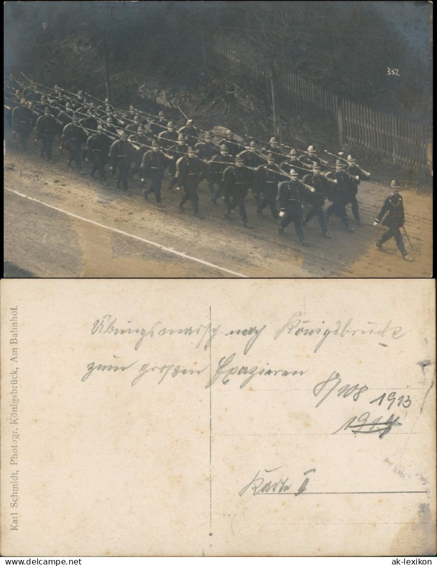 Königsbrück Kinspork Truppenübungsplatz Maschiernde Soldaten Militaria 1913 - Koenigsbrueck