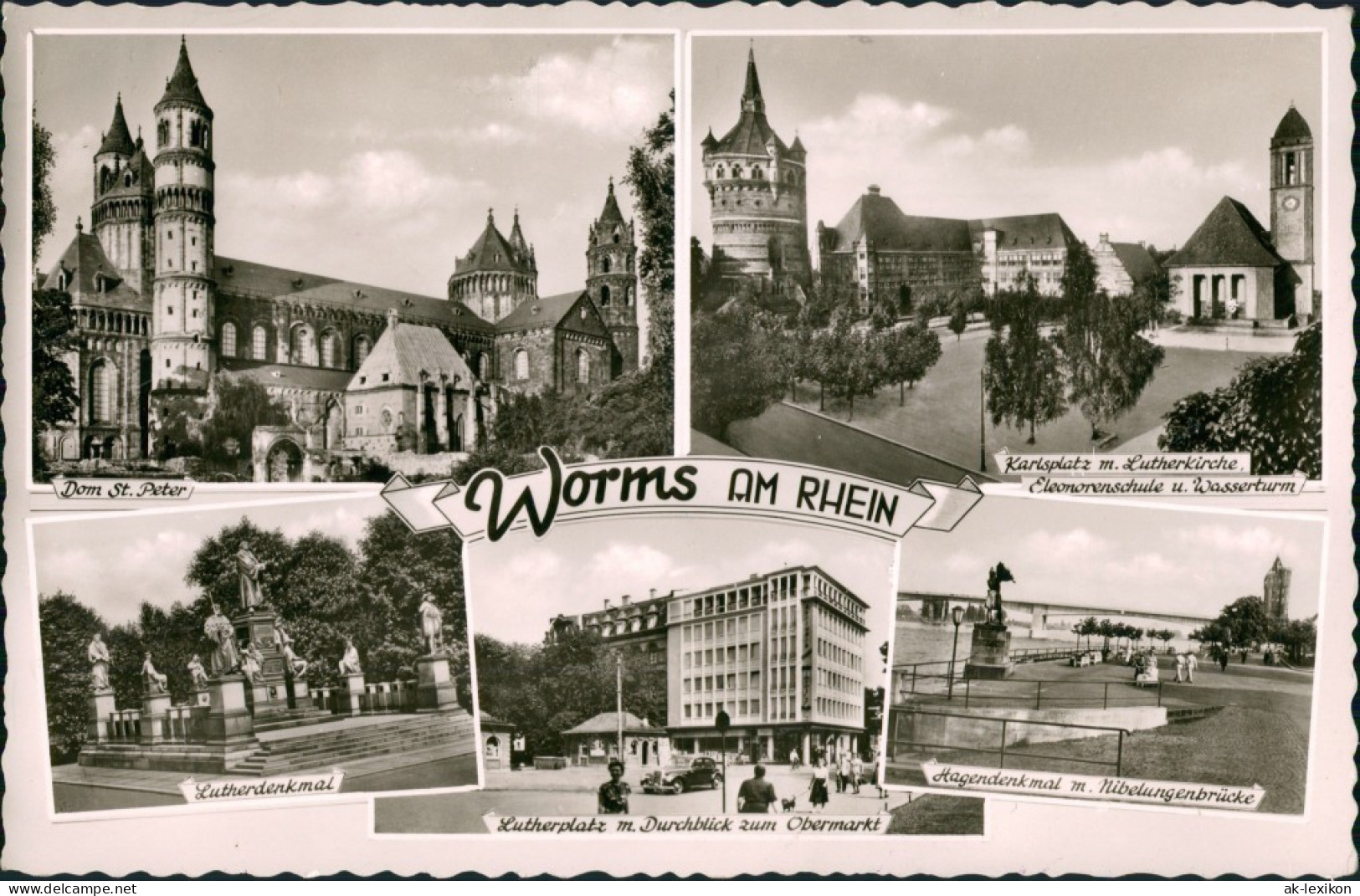 Worms Dom St. Peter Karlsplatz Lutherkirche Lutherdenkmal Hagendenkmal 1957 - Worms