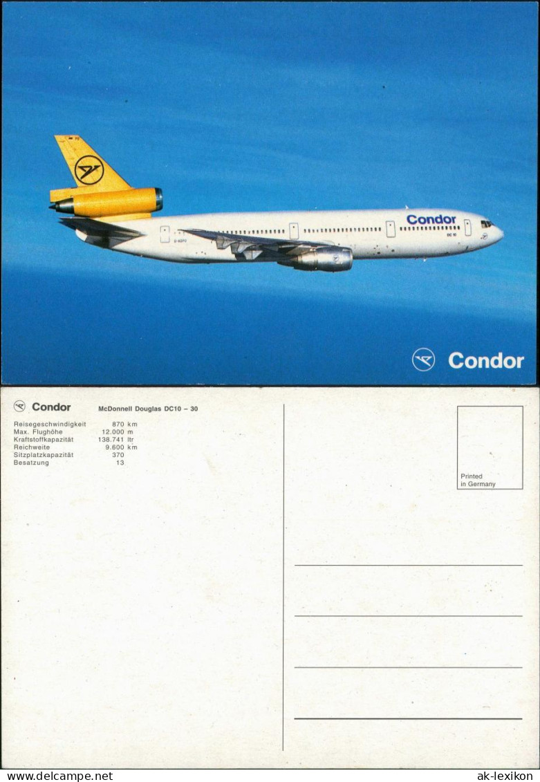 Ansichtskarte  McDonnell Douglas DC10 - 30 Condor Flugwesen - Flugzeuge 1093 - ....-1914: Precursori