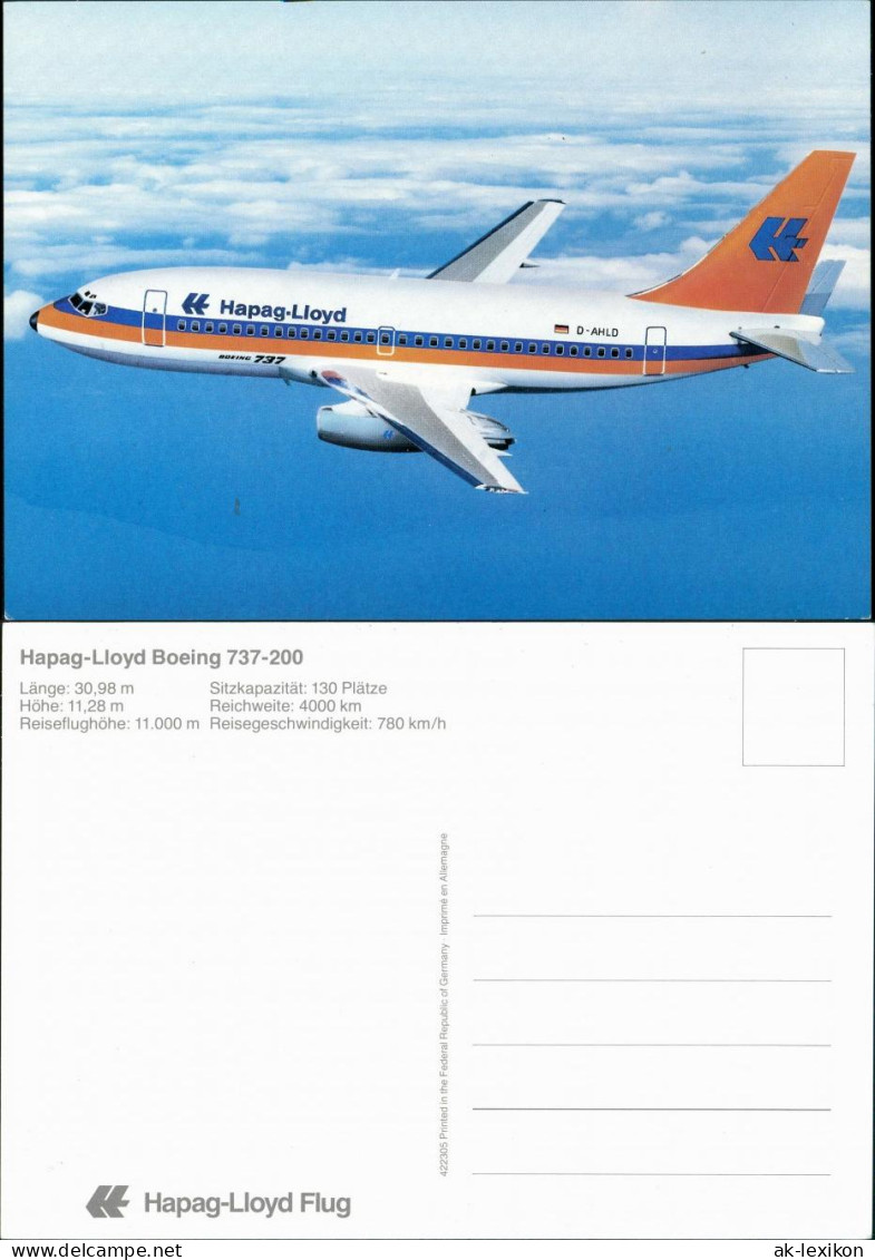 Ansichtskarte  Hapag-Lloyd Boeing 737-200 Flugwesen - Flugzeuge 198 - ....-1914: Voorlopers