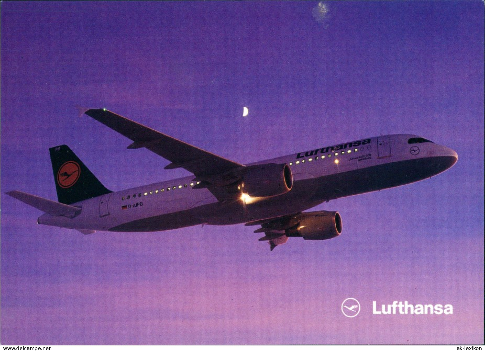 Ansichtskarte  Lufthansa Airbus A320-200 Flugwesen - Flugzeuge Bei Nacht 1988 - 1946-....: Modern Era