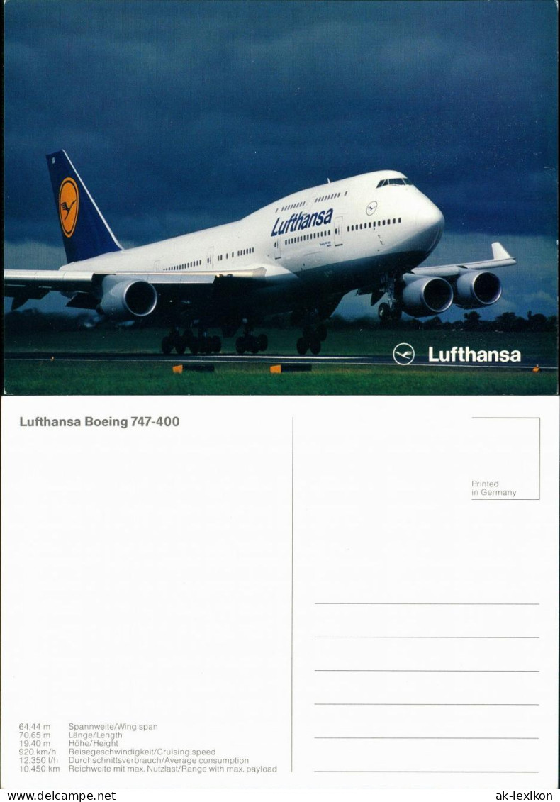 Ansichtskarte  Lufthansa Boeing 747-400 Flugwesen - Flugzeuge 1989 - 1946-....: Modern Era