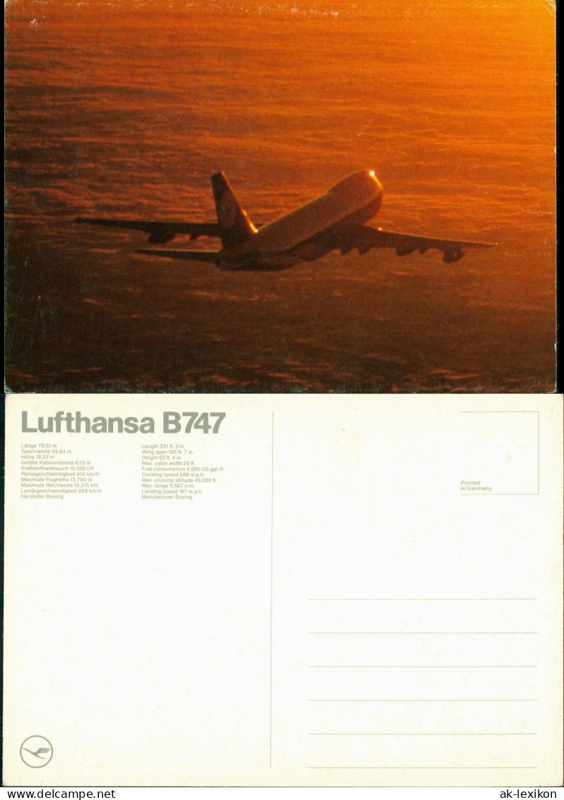 Ansichtskarte  Lufthansa Boeing 747 Flugwesen - Flugzeuge 1992 - 1946-....: Modern Era