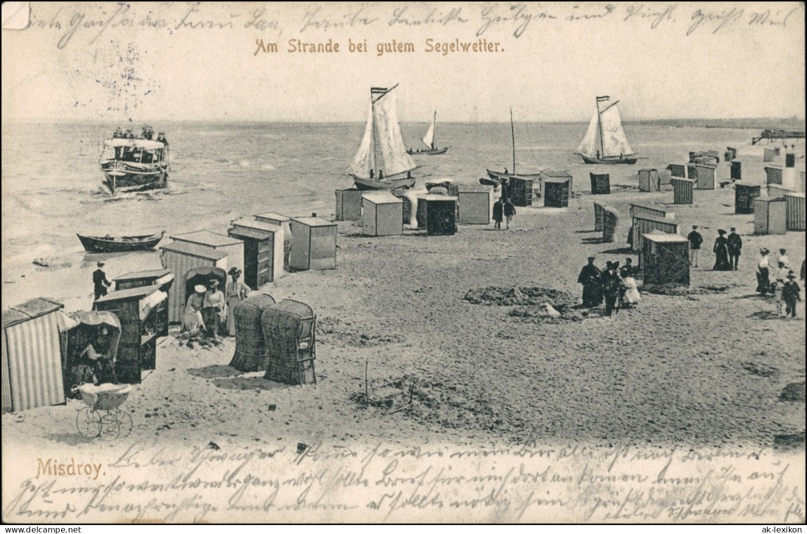 Postcard Misdroy Mi&#281;dzyzdroje Boote Am Strand Bei Gutem Wetter 1908 - Pommern