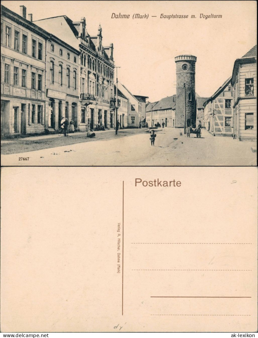 Ansichtskarte Dahme (Mark) Hauptstrasse M. Vogelturm 1913 - Dahme