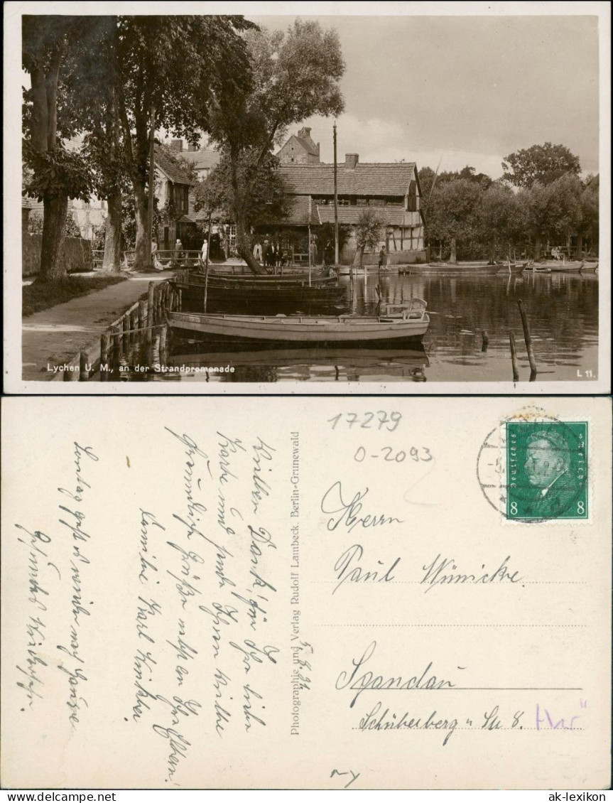 Ansichtskarte Lychen Strandpromenade - Hafen Uckermark 1929 - Lychen