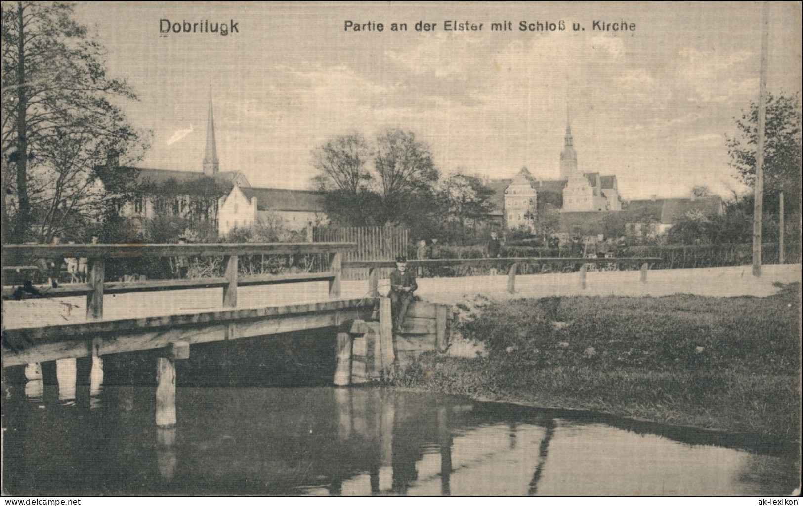 Ansichtskarte Doberlug-Kirchhain Dobrilugk Kirche, Brücke, Schloß 1915 - Doberlug-Kirchhain