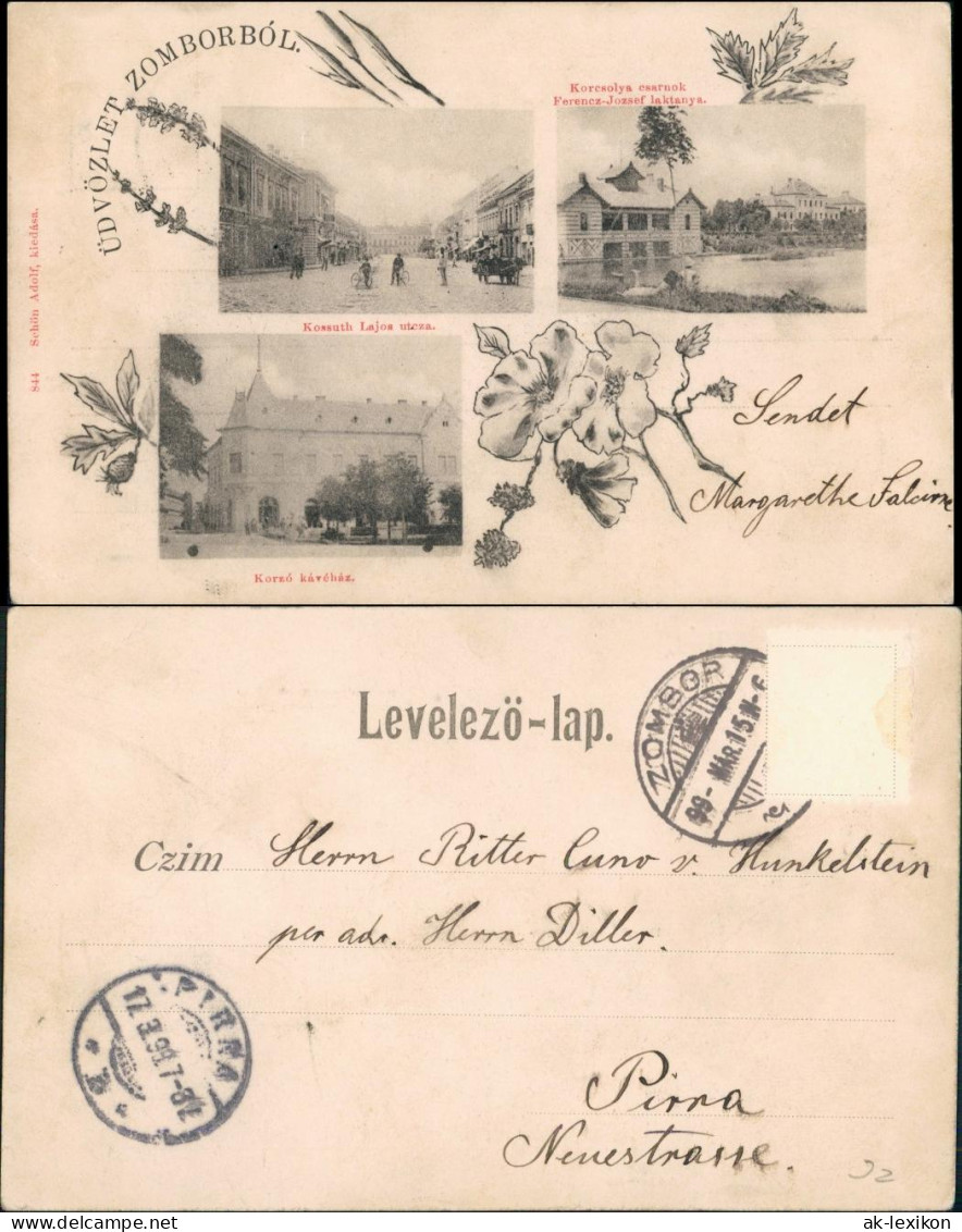 Postcard Zombor Zobor 3 Bild: Plätze Und Straßen 1899 - Slovakia