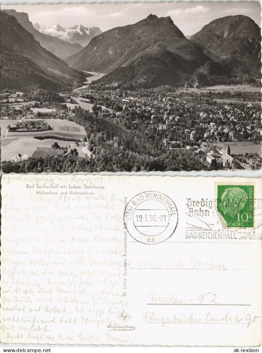 Bad Reichenhall Panorama-Ansicht Blick Gegen Die Alpen Berge 1956 - Bad Reichenhall