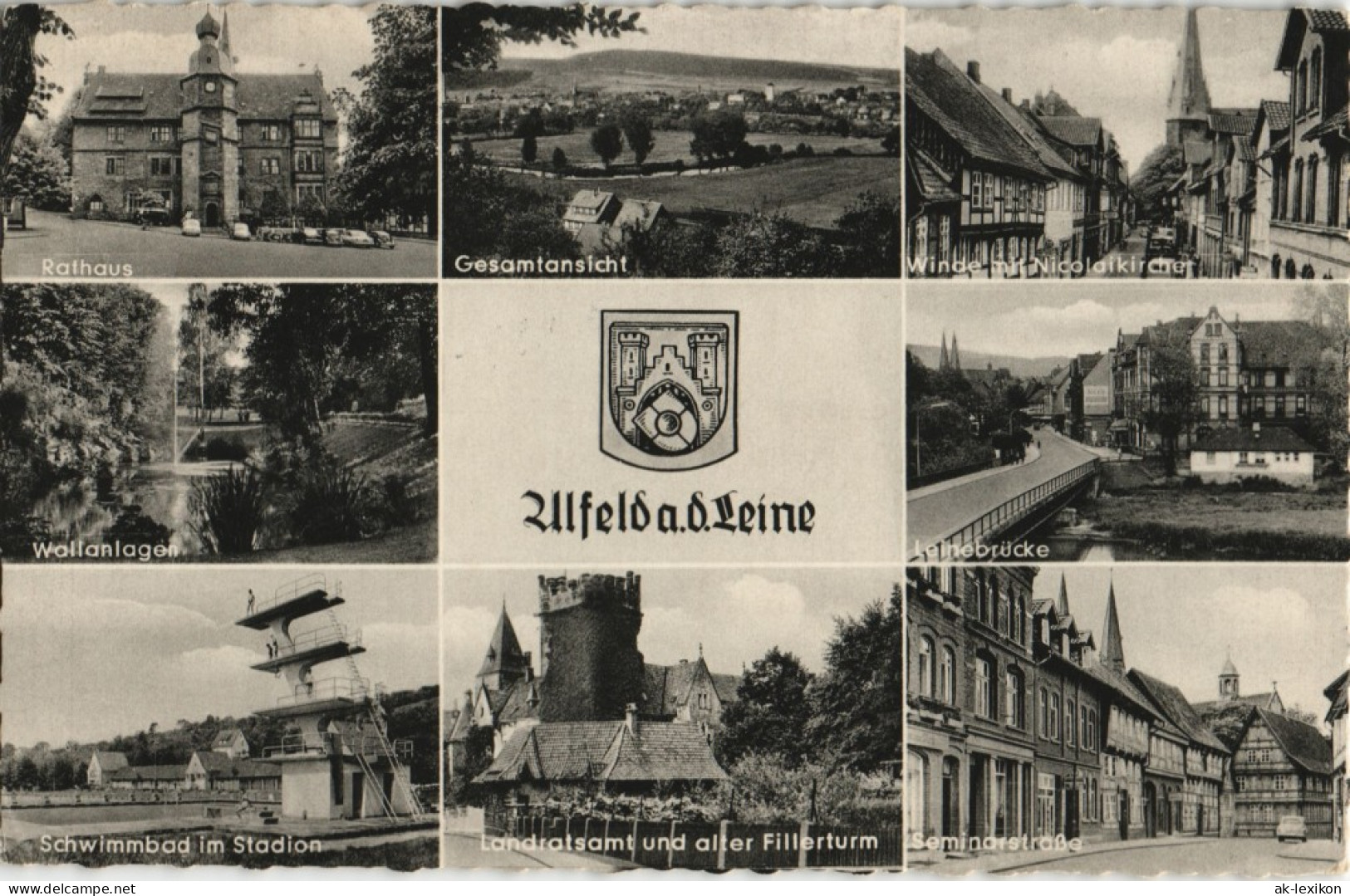 Alfeld (Leine) Mehrbild-AK Ua. Rathaus, Schwimmbad, Landratsamt Uvm. 1966 - Alfeld