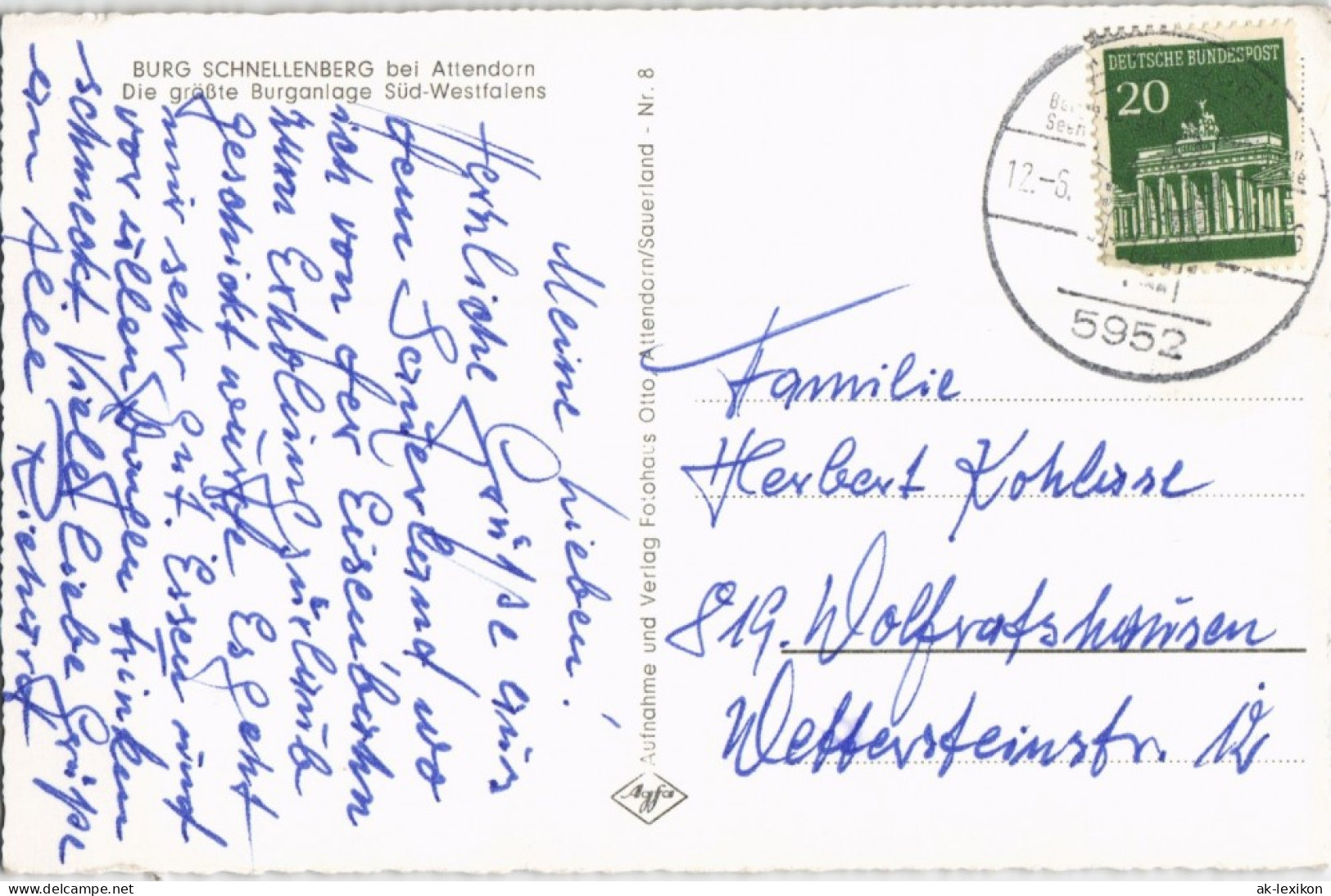 Ansichtskarte Attendorn Fernansicht Auf Die Burg Schnellenberg 1970 - Attendorn