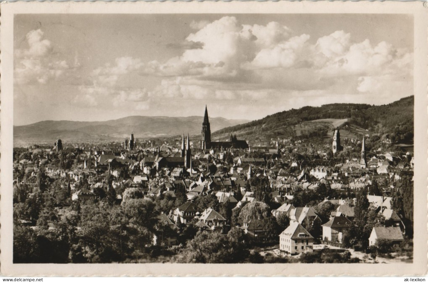 Ansichtskarte Freiburg Im Breisgau Panorama-Ansicht Stadt Blick Totale 1953 - Freiburg I. Br.