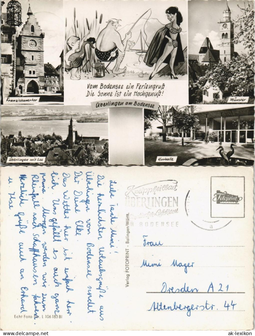 Überlingen Stadtteilansichten Und Angler (schöner Frau, Humoristik) 1960 - Überlingen