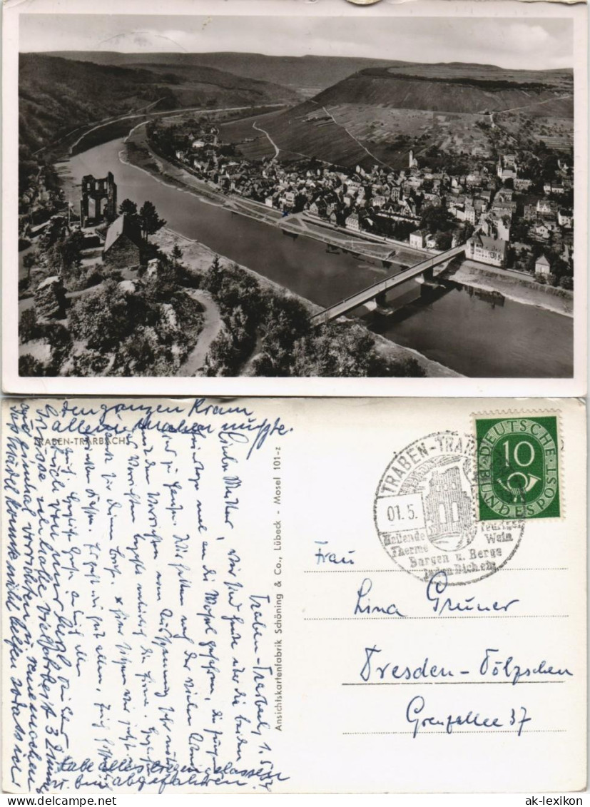 Ansichtskarte Traben-Trarbach Panorama-Ansicht Mit Mosel Brücke 1955 - Traben-Trarbach