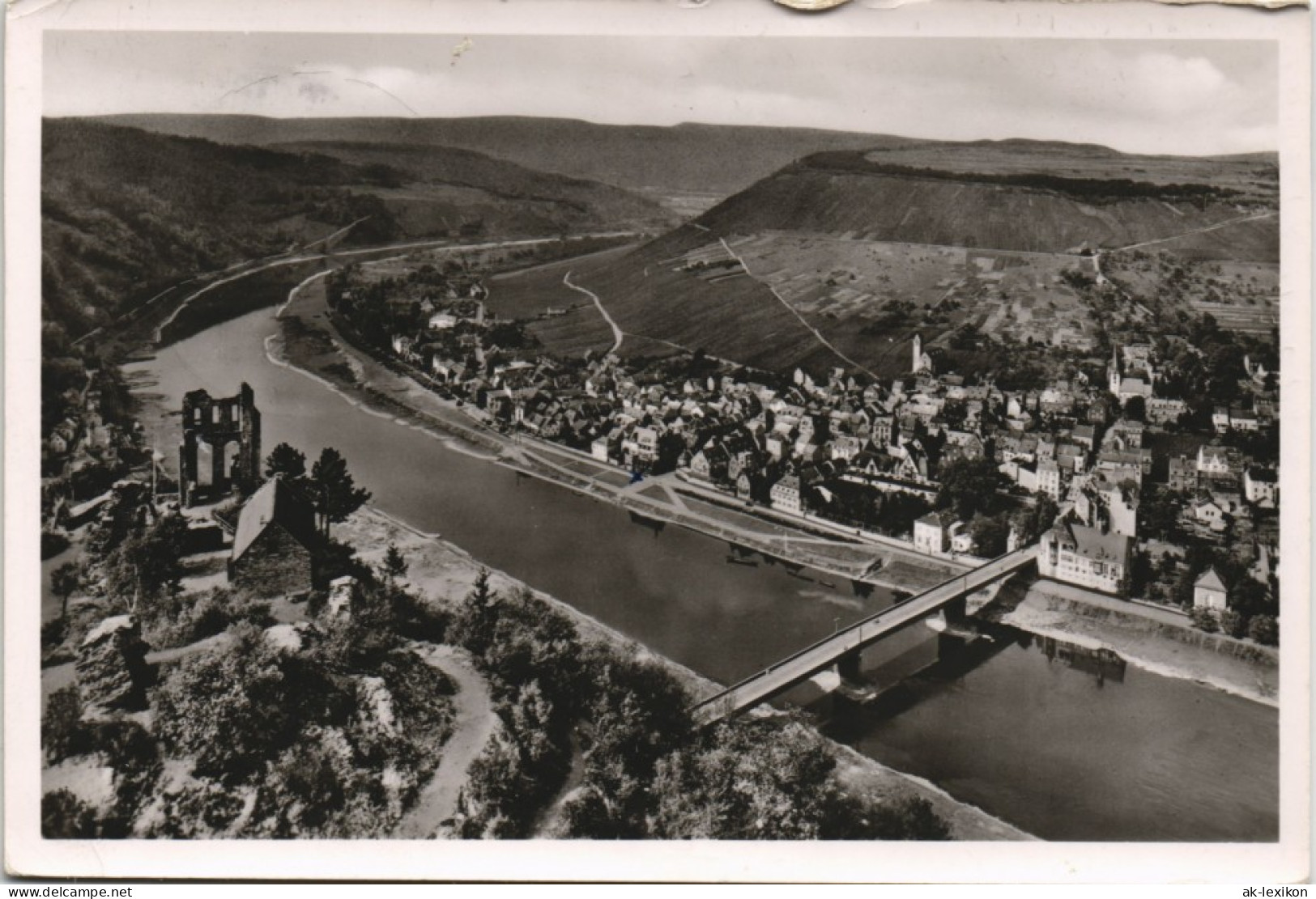 Ansichtskarte Traben-Trarbach Panorama-Ansicht Mit Mosel Brücke 1955 - Traben-Trarbach