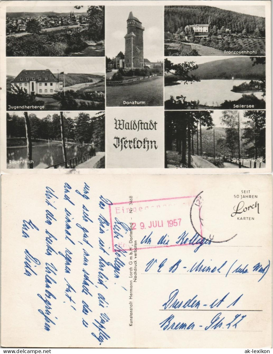 Iserlohn Mehrbild-AK Ua. Danzturm, Jugendherberge, Stadtwald Uvm. 1957 - Iserlohn