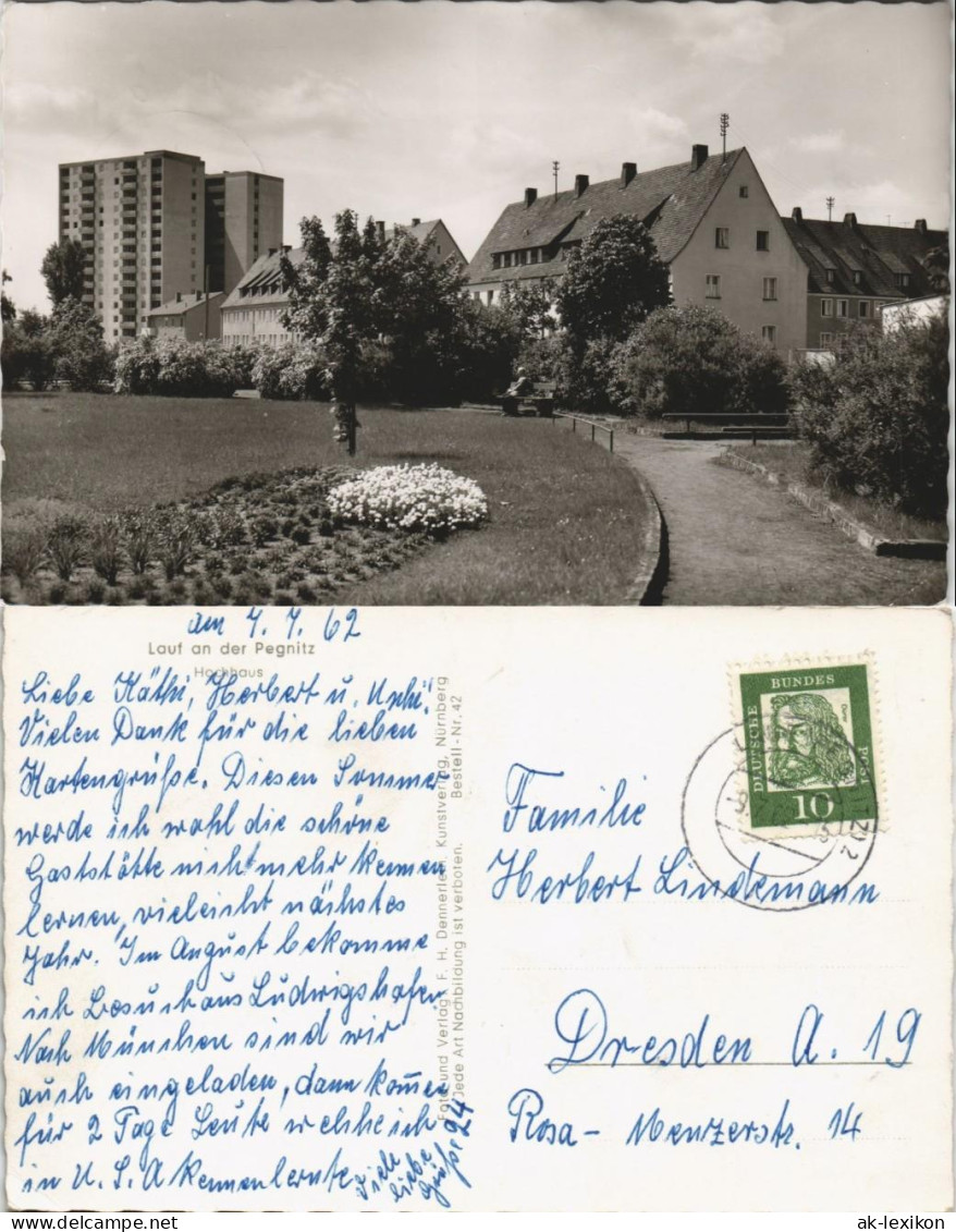 Ansichtskarte Lauf A.d.Pegnitz Wohnhaus Siedlung Mit Hochhaus 1962 - Lauf