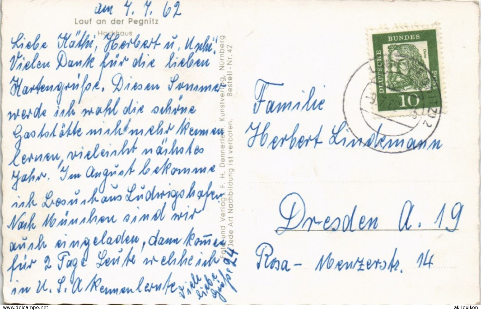 Ansichtskarte Lauf A.d.Pegnitz Wohnhaus Siedlung Mit Hochhaus 1962 - Lauf
