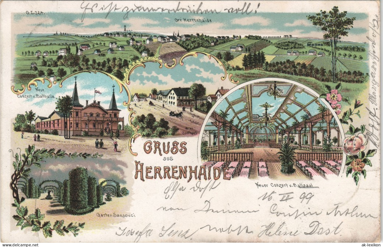 Ansichtskarte Litho AK Burgstädt Herrenhaide Mehrbild, Restaurant, Saal 1897 - Burgstaedt