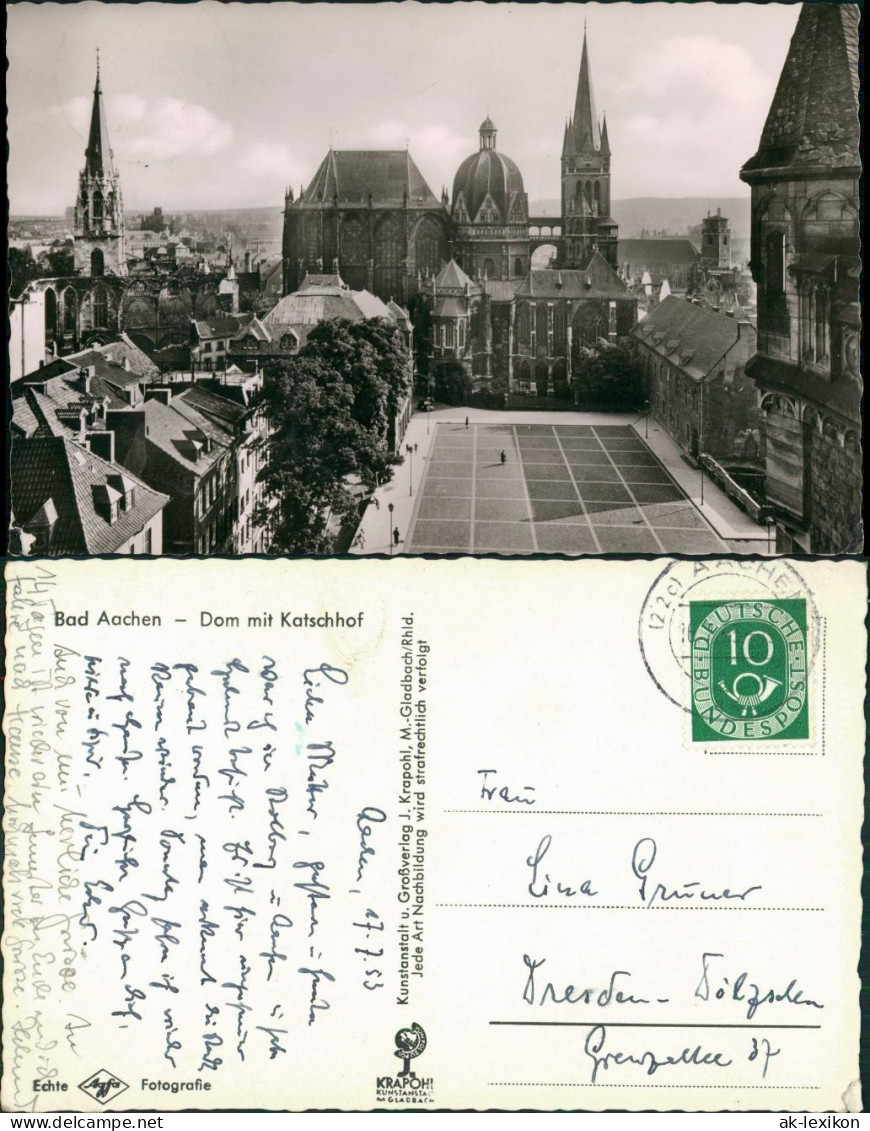 Ansichtskarte Aachen Stadt Teilansicht Mit Aachener Dom 1953 - Aachen