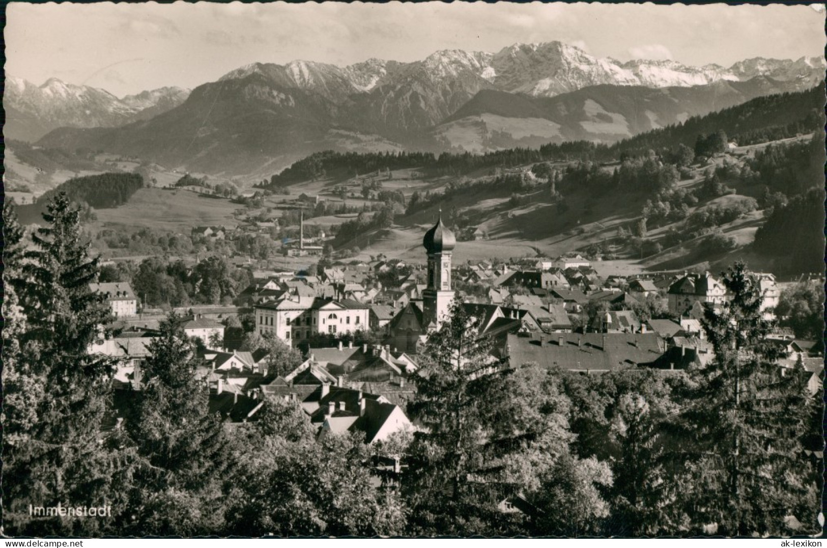 Immenstadt (Allgäu) Umland, Ortsansicht Mit Allgäuer Alpen 1961 - Immenstadt