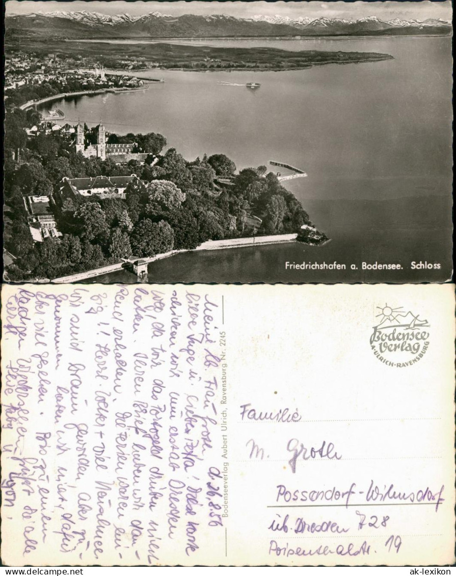 Ansichtskarte Friedrichshafen Luftbild Stadt & Bodensee Panorama 1956 - Friedrichshafen