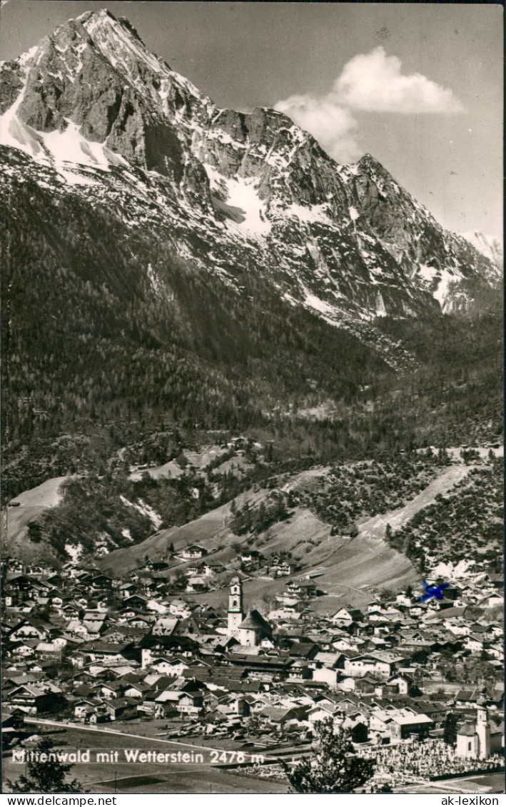 Ansichtskarte Mittenwald Panorama-Ansicht Mit Wetterstein Gebirge 1961 - Mittenwald