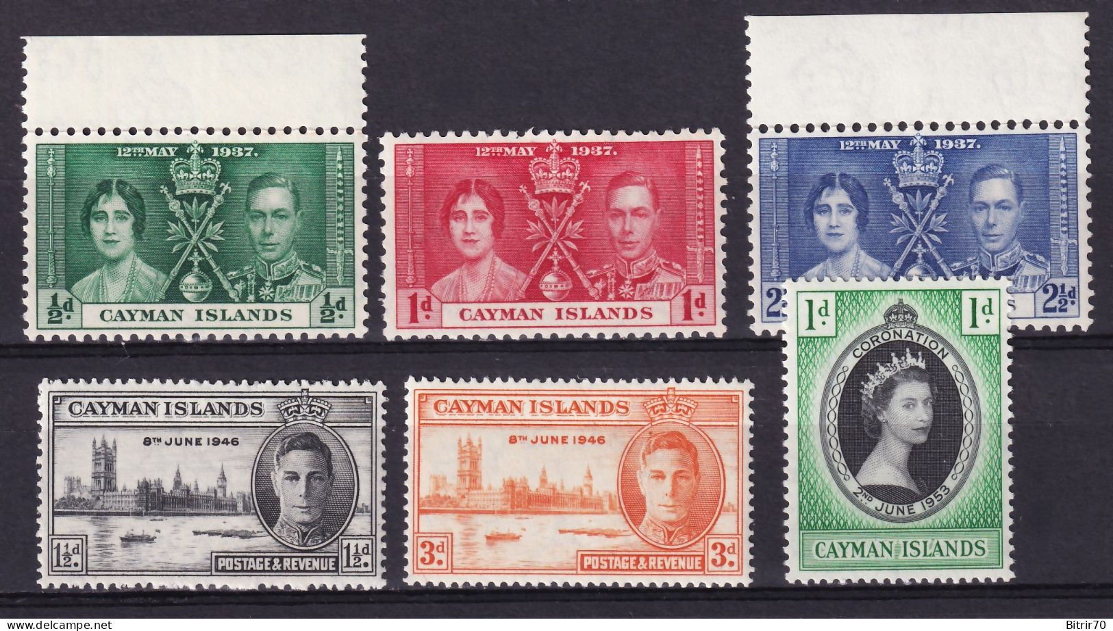 Cayman Islands. 1937-53  Y&T. 101 / 103, 116 / 117, 139, MNH. - Caimán (Islas)