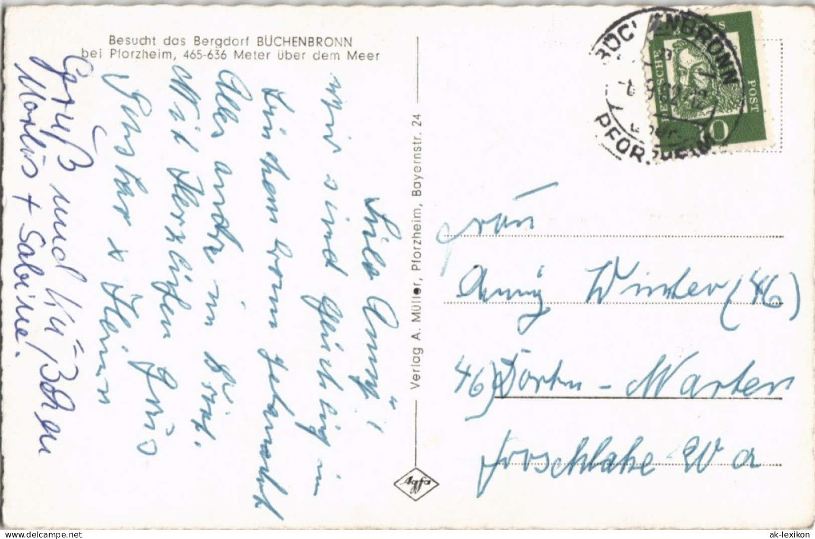 Ansichtskarte Büchenbronn-Pforzheim Stadtpartie Mit Text 1962 - Pforzheim