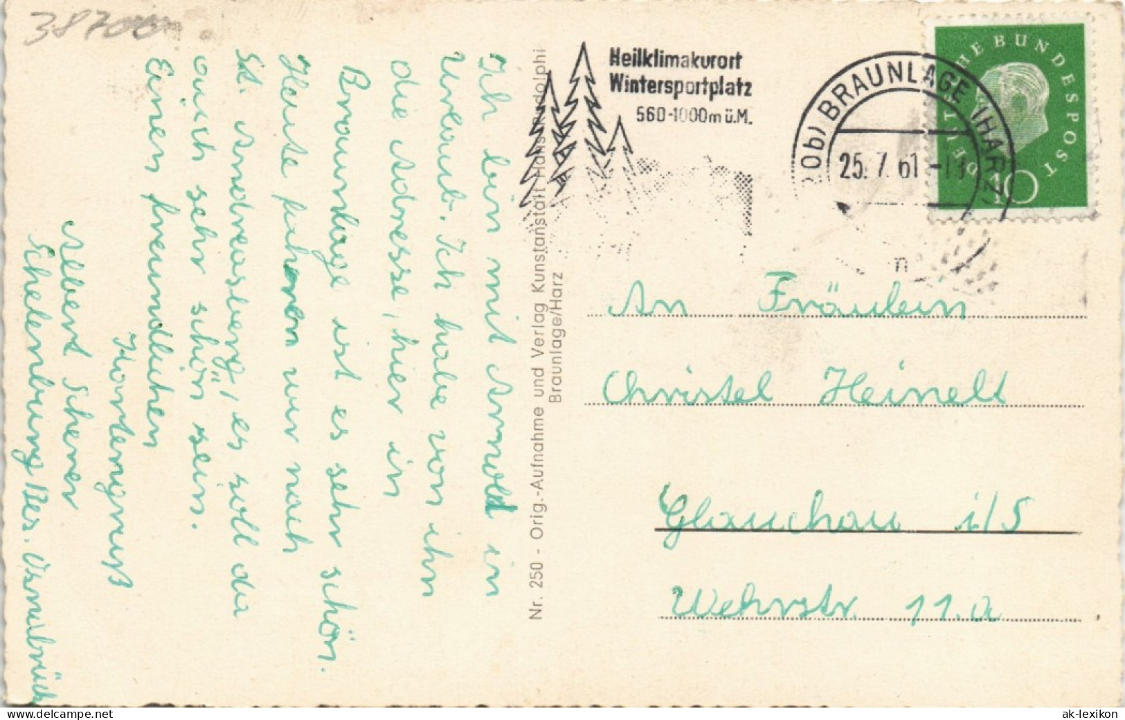 Ansichtskarte Braunlage Stadt Mit Wurmberg 1961 - Braunlage