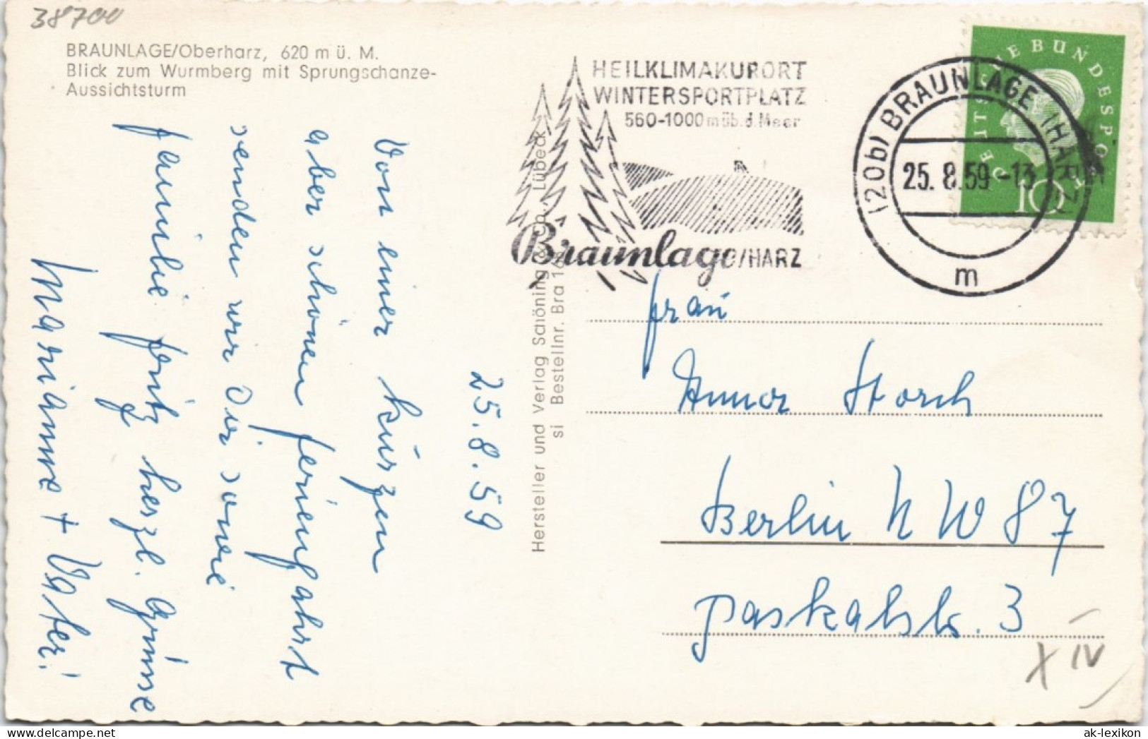 Ansichtskarte Braunlage An Der Stadt 1959 - Braunlage