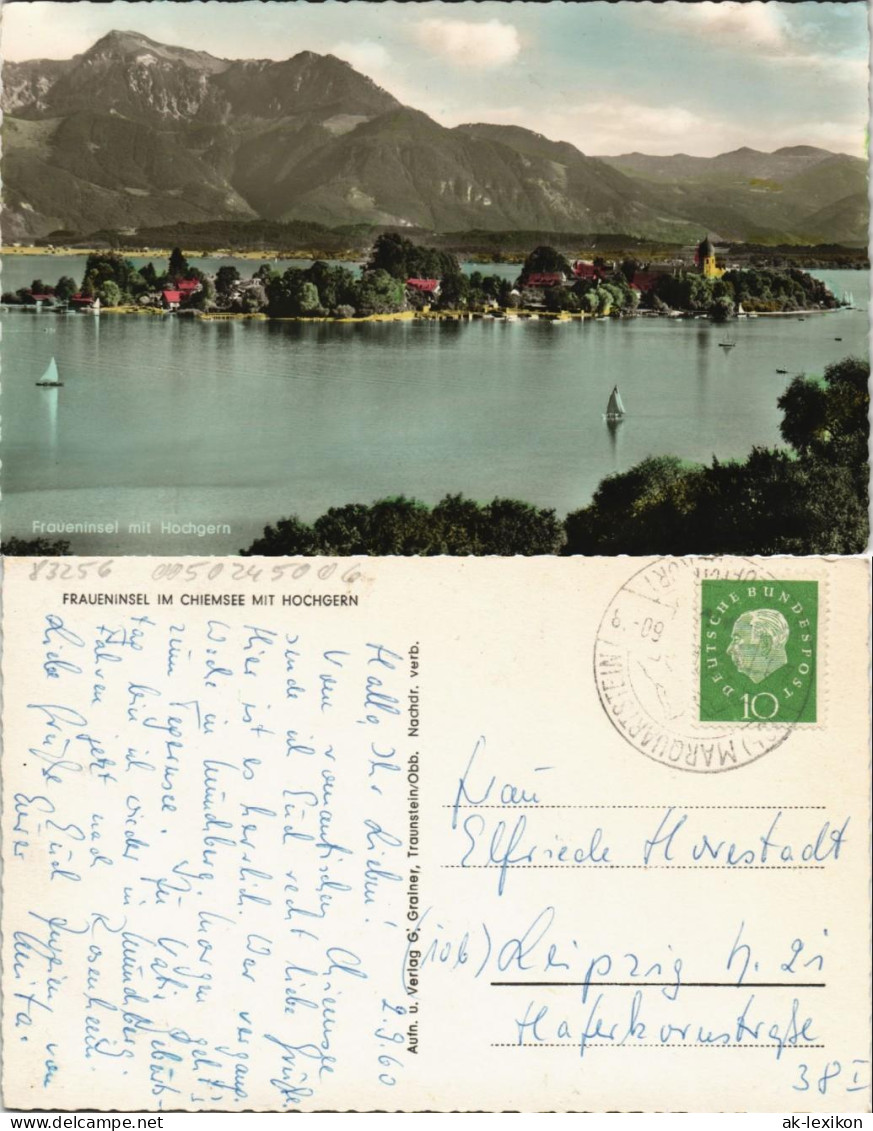 Ansichtskarte Chiemsee Fraueninsel - Chiemsee, Color Foto 1960 - Chiemgauer Alpen