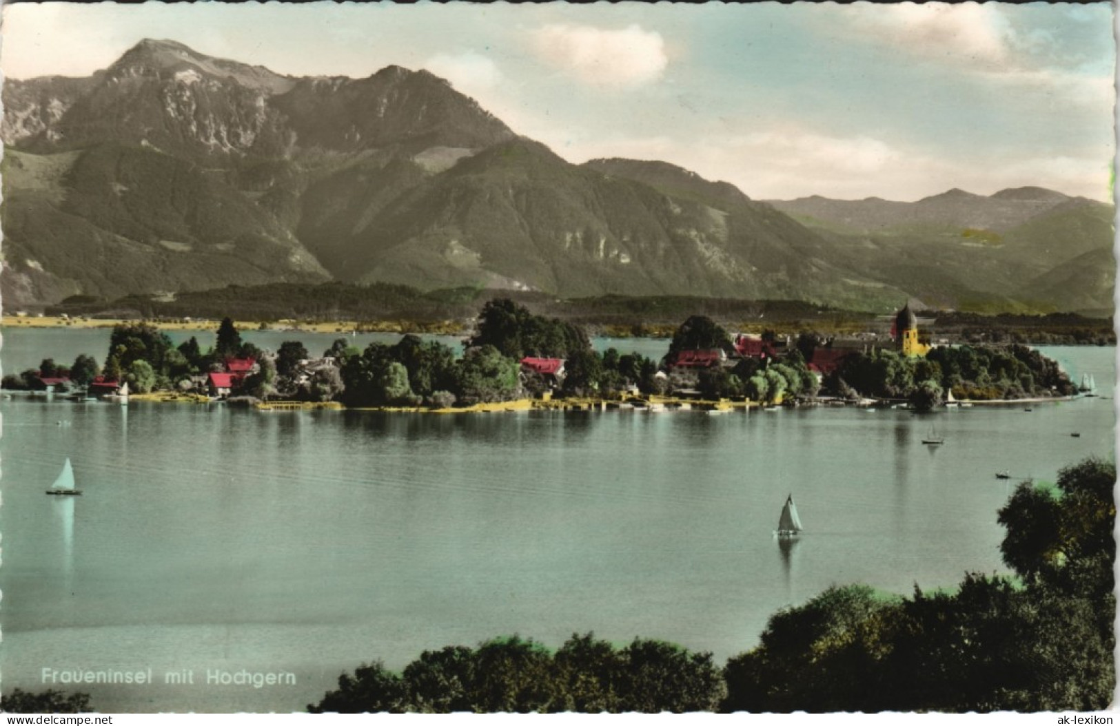 Ansichtskarte Chiemsee Fraueninsel - Chiemsee, Color Foto 1960 - Chiemgauer Alpen