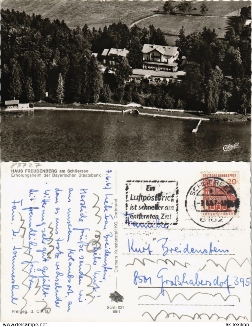 Ansichtskarte Schliersee Luftbild Haus Freudenberg Am Schliersee 1966 - Schliersee