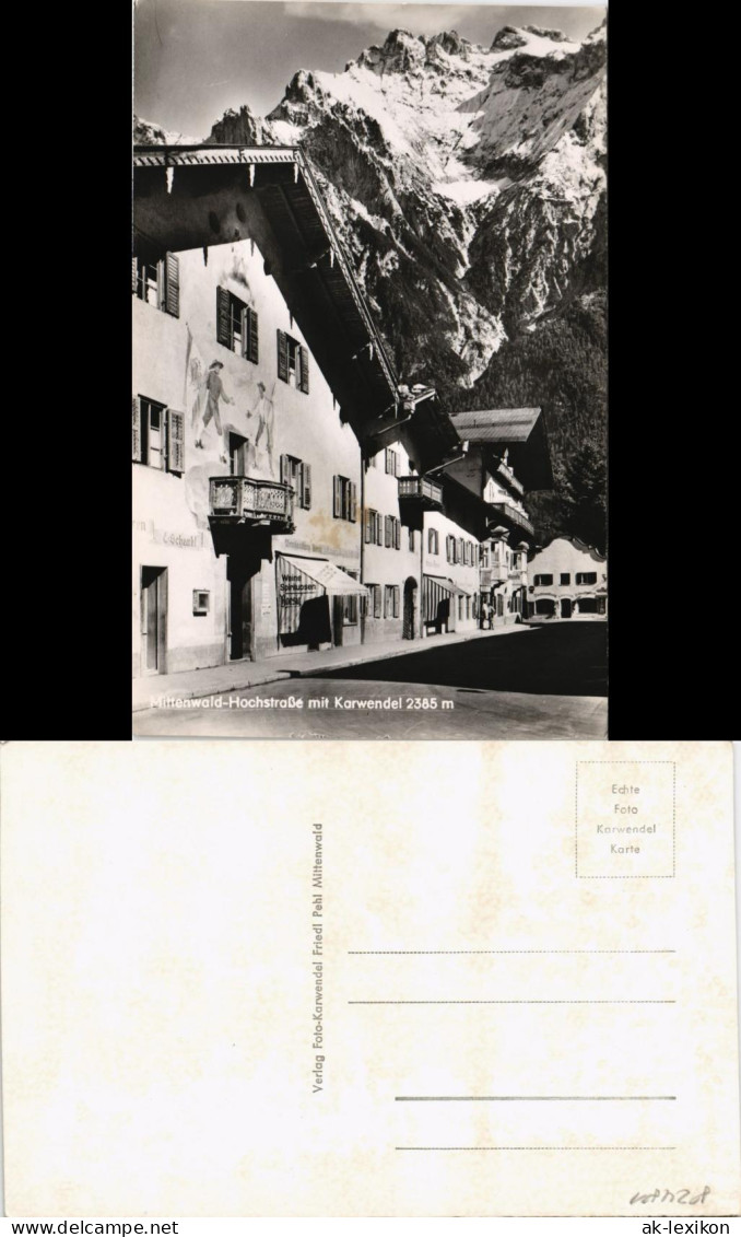 Mittenwald Hochstrasse Mit Karwendel, Wein Handlung Geschäft 1960 - Mittenwald