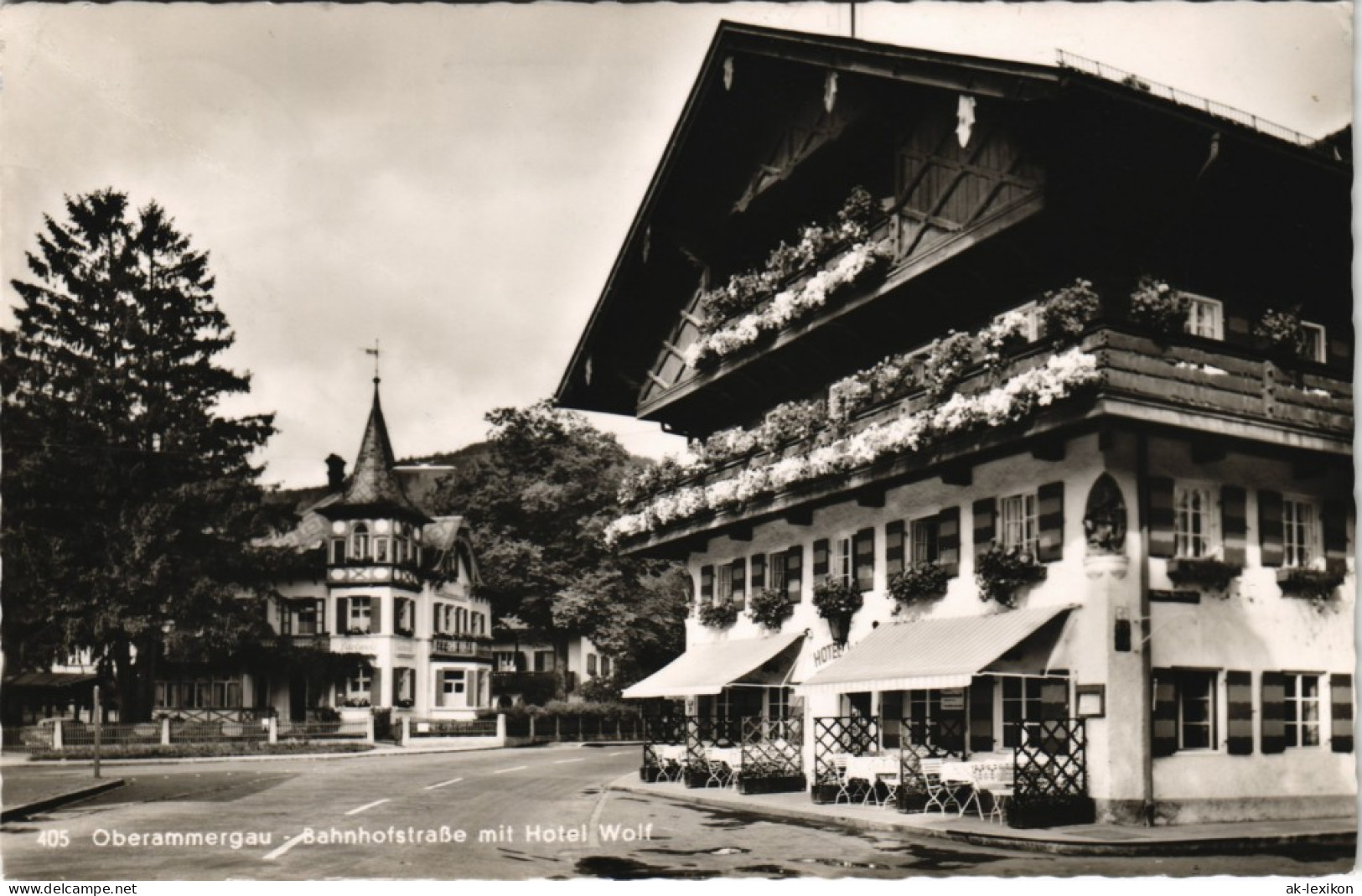 Ansichtskarte Oberammergau Bahnhofstrasse Mit Hotel Wolf 1960 - Oberammergau